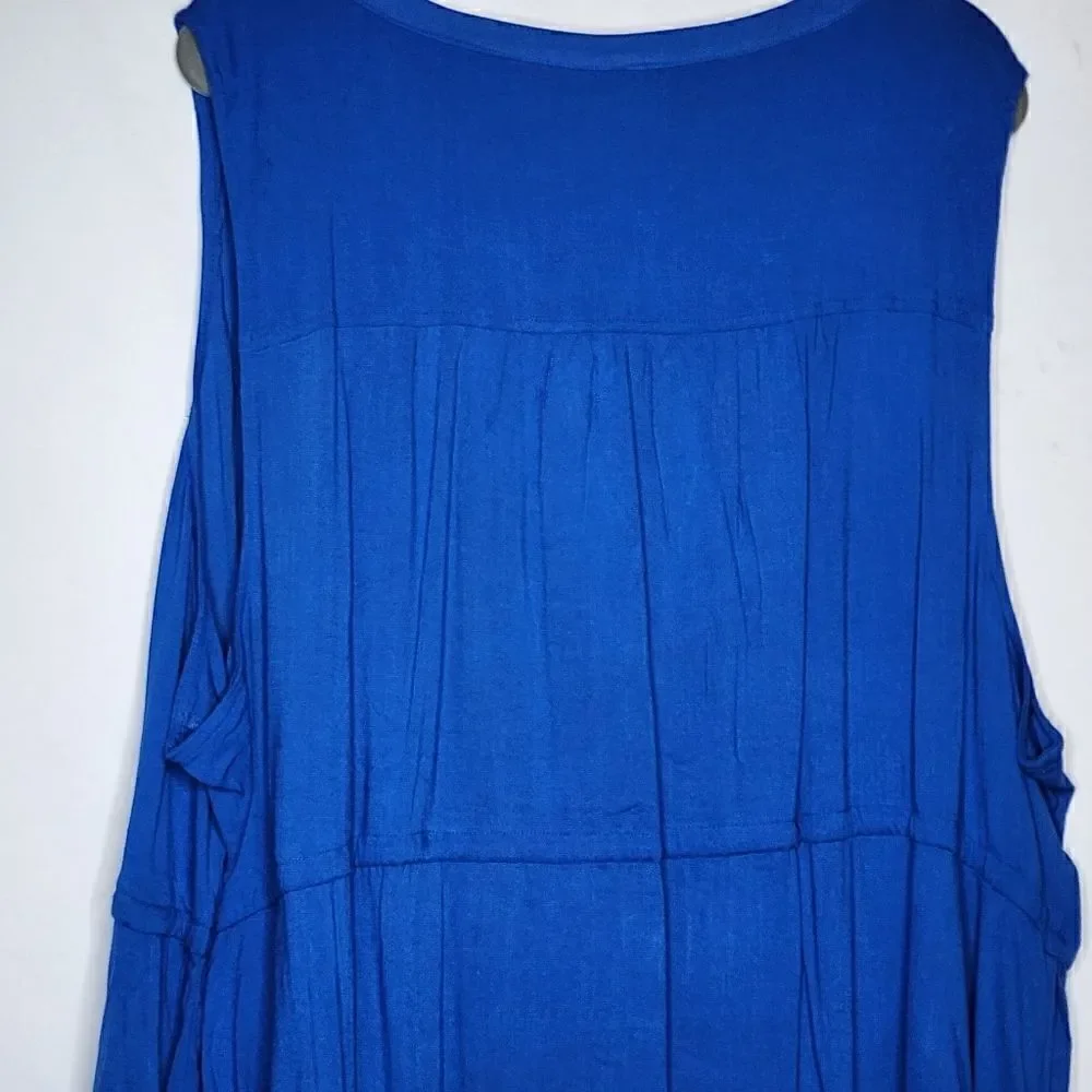 6X 30W Torrid Blue Mini Textured Rayon Shirt Dress Zip V Neck Drawstring Chest p